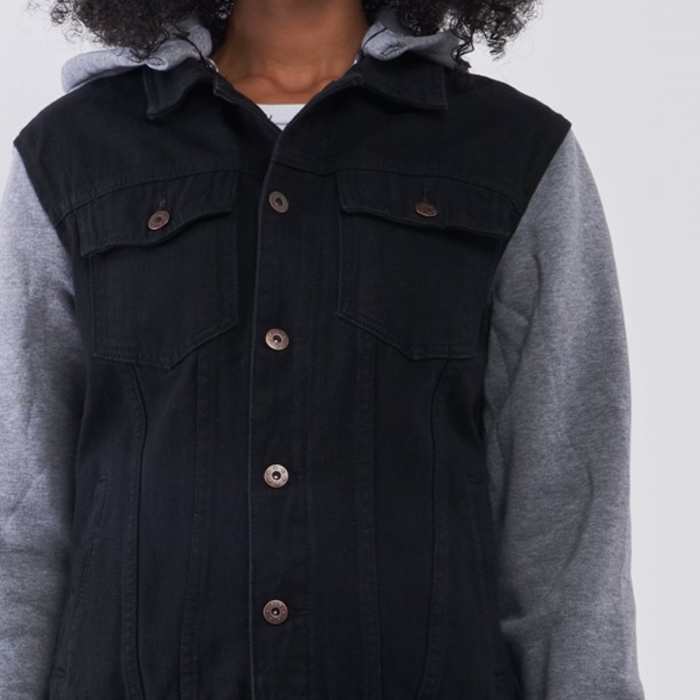 Black Denim Hoodie Jacket - Picture 5 of 5